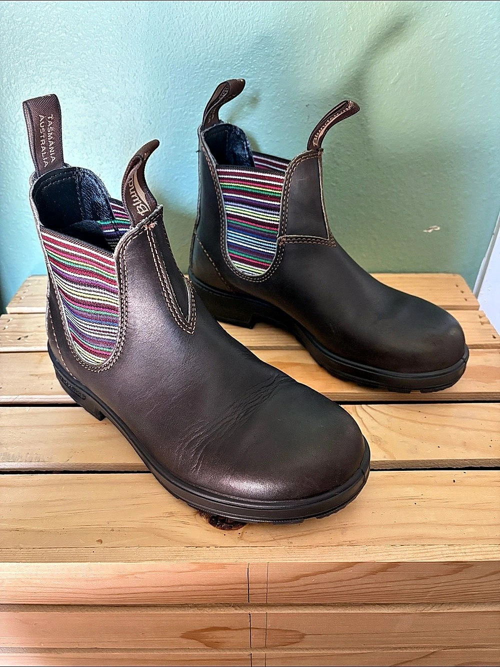 Blundstone #1409 Leather Chelsea Boots Stout Brown/Stripes US 7.5 AU/UK 4.5